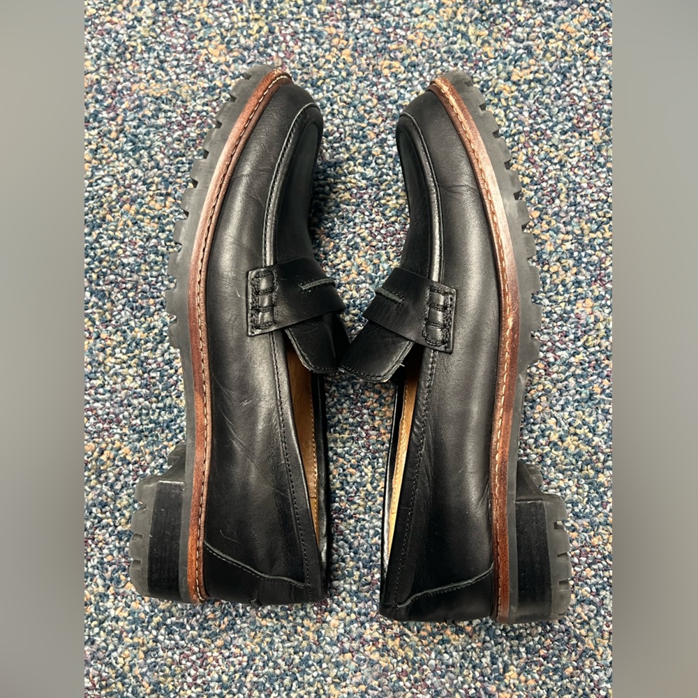 Madewell Black Leather Loafers with Brown Sole size 7 in EUC - Picture 9 of 13